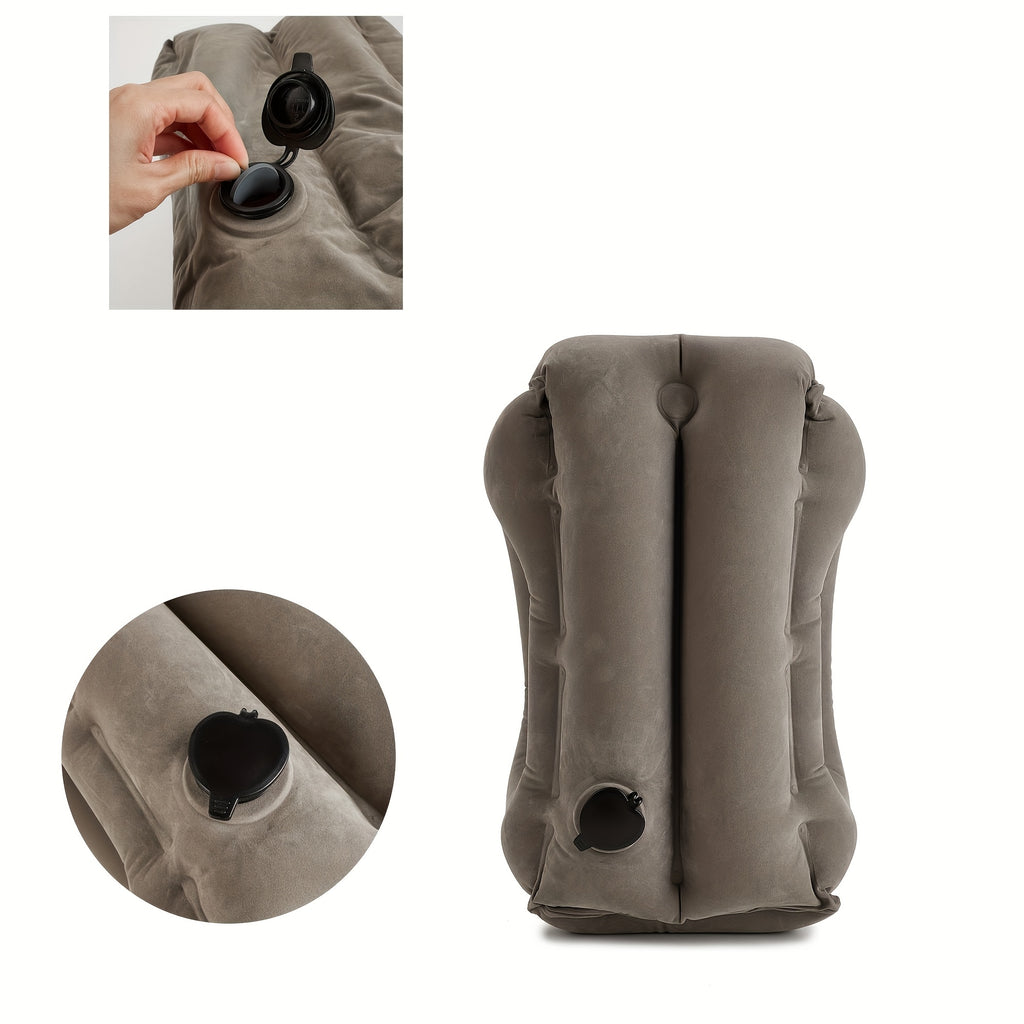 Inflatable Travel Neck Pillow for Airplane, Car & Bus – Portable Head & Lumbar Support Cushion for Sleeping | Prevents Neck & Shoulder Fatigue | Compact & Lightweight | Blue, Black, Gray