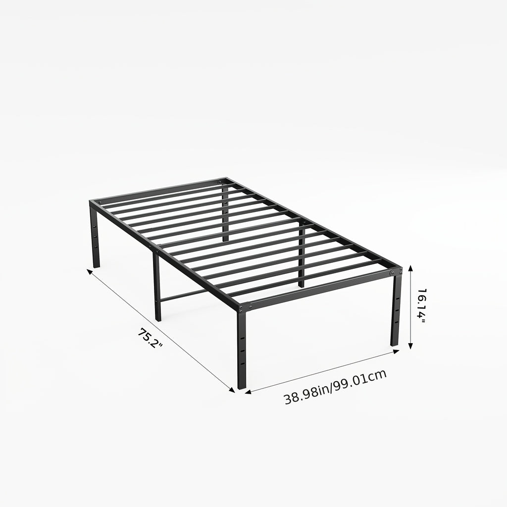 Metal Platform Bed Frame with Steel Slat Support | No Box Spring Needed | Under-Bed Storage | Easy Assembly | Noise-Free | Black | Twin Full Queen King