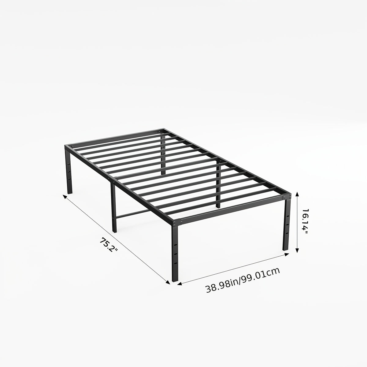 Metal Platform Bed Frame with Steel Slat Support | No Box Spring Needed | Under-Bed Storage | Easy Assembly | Noise-Free | Black | Twin Full Queen King