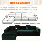 L-Shape Sectional Sofa Cover 2-Piece – Stretch Velvet Slipcover for 3+4 Seater Corner Couch, Foam Bar Secure Fit, Easy Clean, 7 Colors