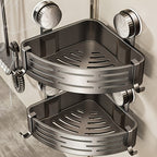 Suction Cup Corner Shower Rack with Hooks, 4-Pack – No-Drill Triangular Wall Organizer for Shower, Bathroom & Toilet Walls, Tiles