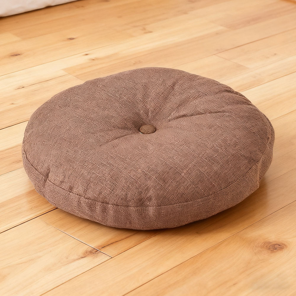 Round Seat Cushion 40x40cm 15cm Thick Firm Futon Meditation Mat Removable Linen Cover Chair Pad for Office Dining Chair Home Decor All Seasons Christmas