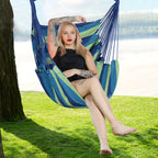 Hammock Chair Outdoor Swing Leisure Chair with Hanging Ropes Storage Bag Optional Pillow Garden Terrace Camping Orange Red Teal Black Gray