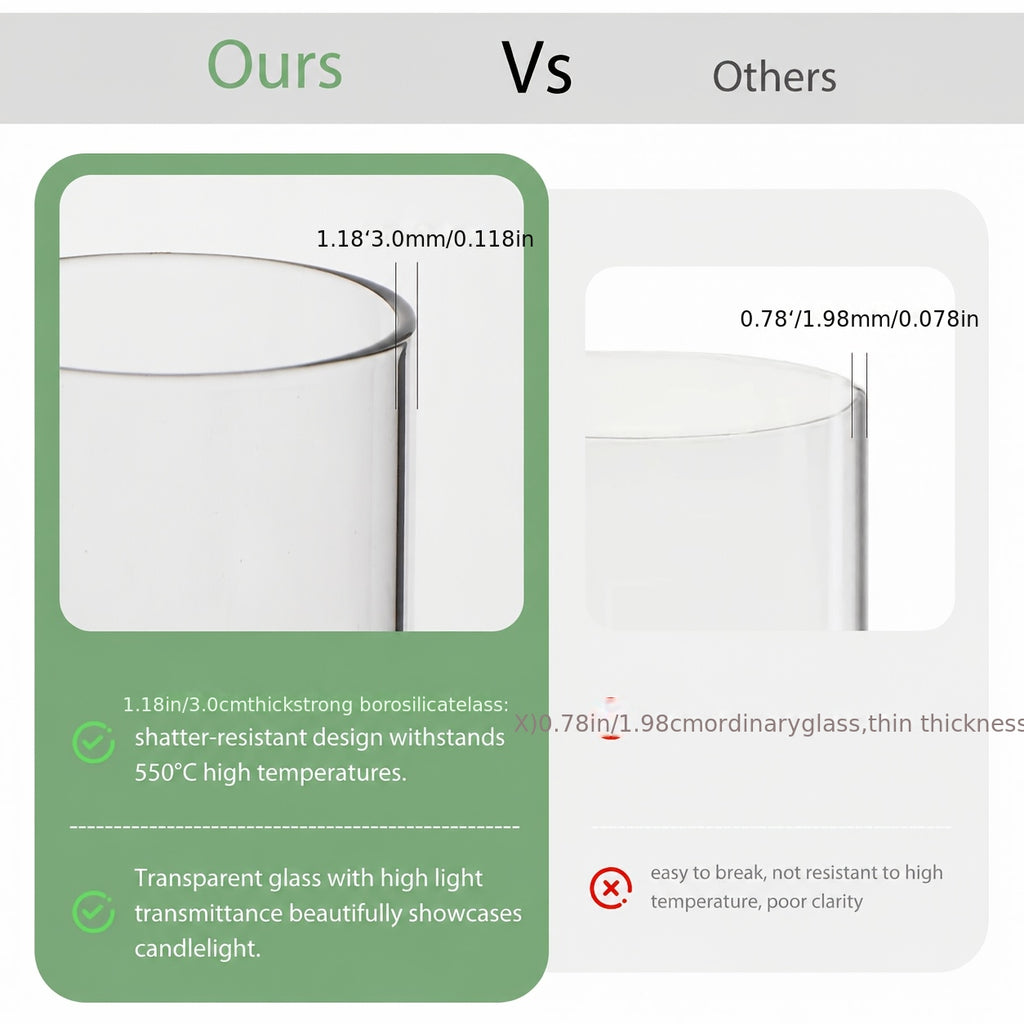 White Pillar Candles with Clear Glass Hurricane Candle Holders – Elegant Cylinder Vases for Wedding Centerpieces, Parties, Home & Office Decor, Table Decorations