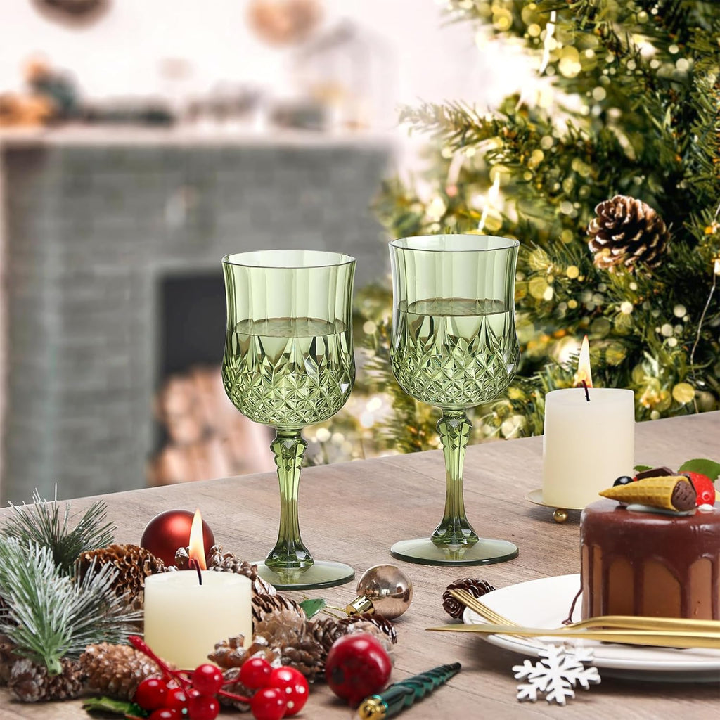 Shatterproof Vintage Champagne & Wine Glasses 48pcs – 7oz Unbreakable Plastic Goblets with Crystal Finish | Reusable Party Cups for Weddings, Outdoor Events & Celebrations | 6 Colors