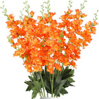 Faux Delphinium Larkspur Stems 8pcs 33.5 Inch Artificial Flowers for Wedding Table Centerpiece Bridal Bouquet Home Garden Vase Floral Arrangement Decor in Dusty Blue Pink Purple Orange