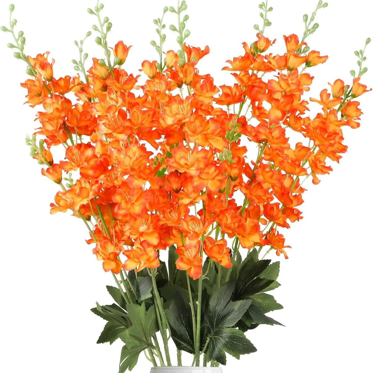 Faux Delphinium Larkspur Stems 8pcs 33.5 Inch Artificial Flowers for Wedding Table Centerpiece Bridal Bouquet Home Garden Vase Floral Arrangement Decor in Dusty Blue Pink Purple Orange