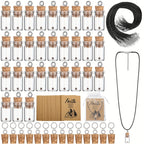Mustard Seed Faith Necklace Craft Kit 50 Sets – DIY Christian Gift for Women with Mini Glass Jars & Faith Cards, Classical Style, Without Seeds