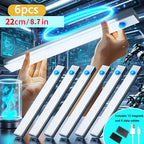 6-Pack Smart LED Motion Sensor Cabinet Light – USB Rechargeable, 3 Modes, Night Light for Bedroom, Stairs, Kitchen & Closet