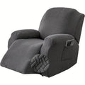 Recliner Sofa Cover 4pcs Set Jacquard Velvet High Elastic with Pocket – Removable Washable Chair & Sofa Protection Cover for Home Hotel, 7 Colors
