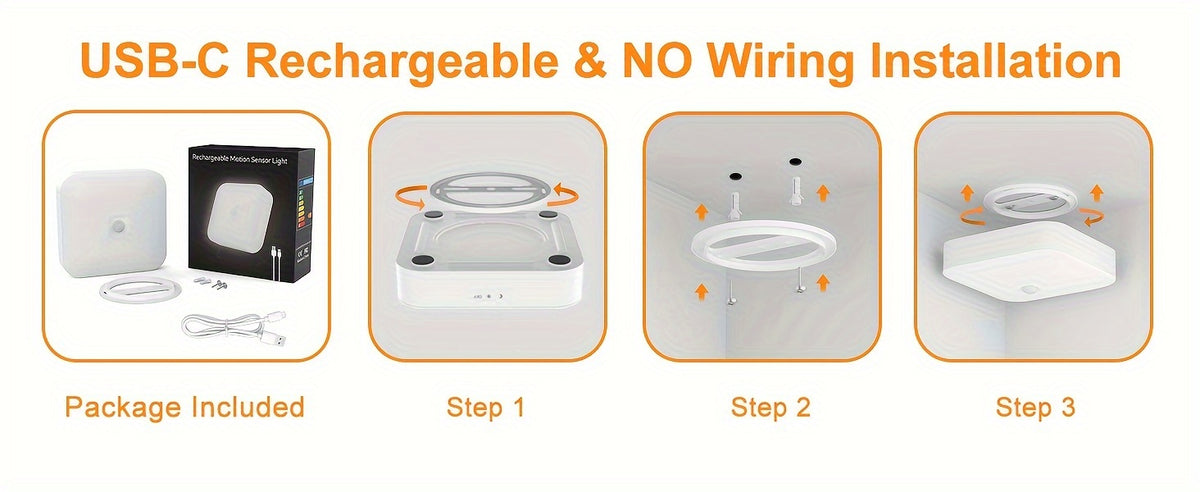 Rechargeable Motion Sensor Ceiling Light with Remote – 5 Brightness Levels 4 Color Temperatures Dimmable Wireless LED Light for Closet Shower Pantry Hallway Porch Shed