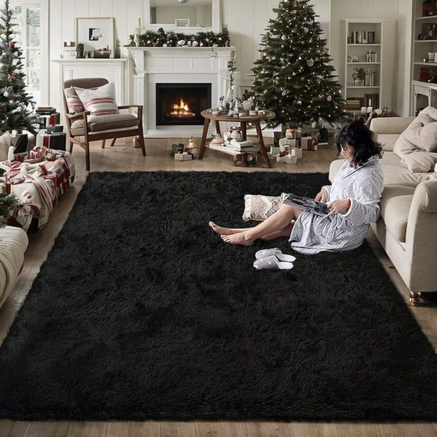 Plush Soft Long-Haired Area Rug – Machine Washable Warm Shaggy Carpet for Bedroom, Living Room, Kitchen & Bathroom, Multiple Colors, 5x8ft or 6x9ft