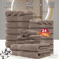 100% Cotton Bath Towel Set 12 & 24 Piece – 450 GSM Soft Absorbent Towels with Bath Towels, Hand Towels & Washcloths | Spa Quality for Home, Travel & Gifts
