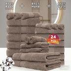 100% Cotton Bath Towel Set 12 & 24 Piece – 450 GSM Soft Absorbent Towels with Bath Towels, Hand Towels & Washcloths | Spa Quality for Home, Travel & Gifts