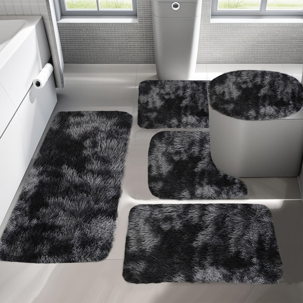 Plush Bath Rugs Set 1-6 Pieces, Multi-Color Microfiber Non-Slip Bathroom Mats – Soft Water Absorbent Thick Machine Washable Toilet Mats for Bathroom, Tub & Shower