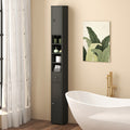 Tall Narrow Storage Cabinet with Doors Drawer & Adjustable Shelves – Freestanding Linen Tower for Bathroom Hallway Entryway Small Spaces