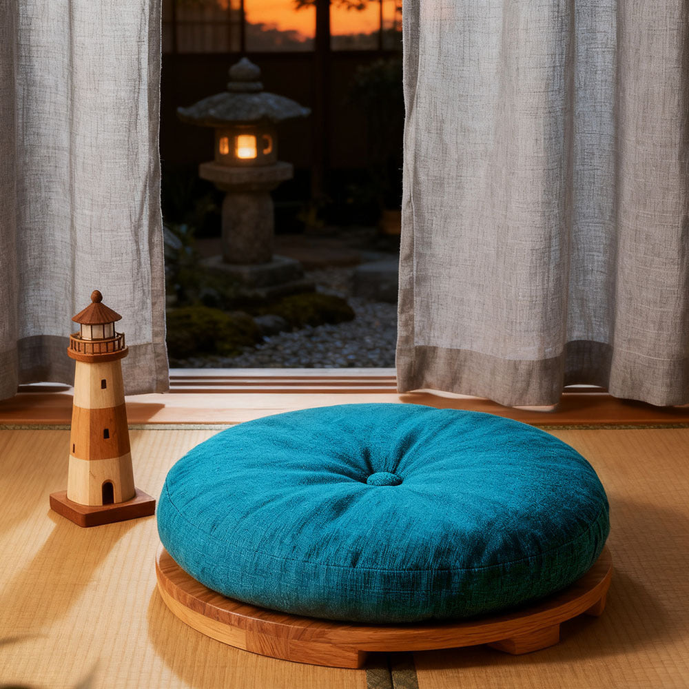 Round Seat Cushion 40x40cm 15cm Thick Firm Futon Meditation Mat Removable Linen Cover Chair Pad for Office Dining Chair Home Decor All Seasons Christmas