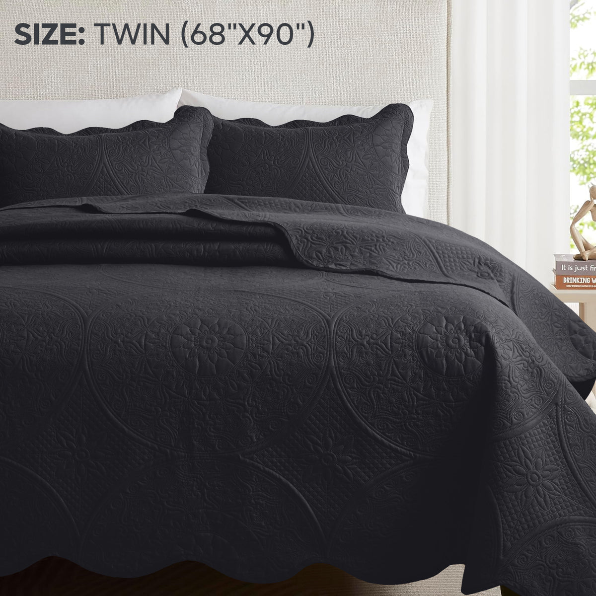 Luxury Quilted Bedspread Set 3 Piece Floral Coverlet with Pillow Shams Breathable Lightweight All Season - Twin Queen King California King 16 Colors