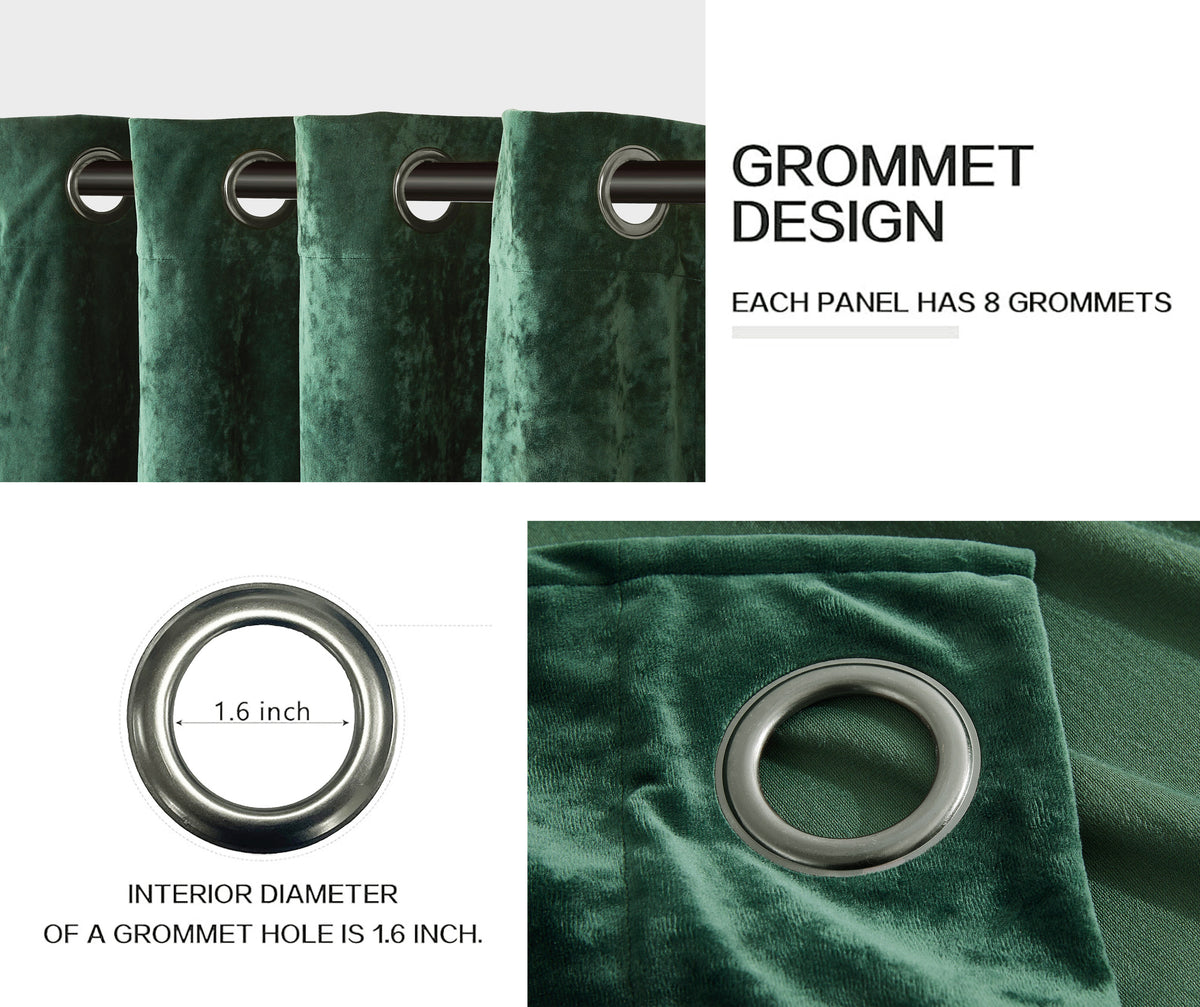 Luxury Distressed Crushed Velvet Curtains - 4-Piece Set (2 Panels + 2 Tiebacks), Grommet Top, Room Darkening | 10 Colors, 3 Sizes
