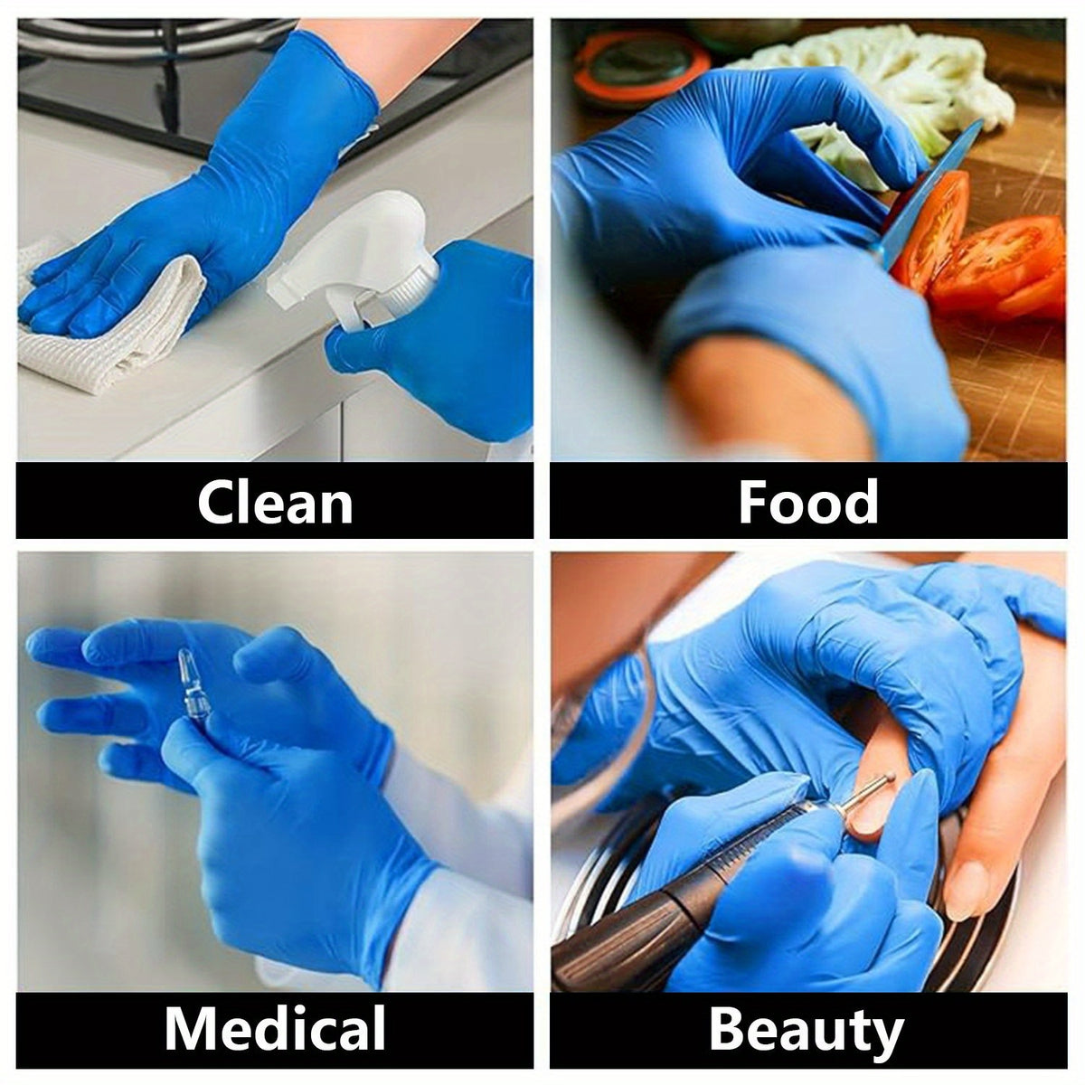 Nitrile Gloves 1000pcs Blue Disposable Powder Free Latex Free S M L XL Protective Gloves for Cleaning Cooking Gardening Food Prep Medical Non-Sterile Bulk Gloves Box Home Kitchen Outdoor Use