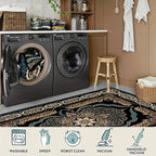 Dark-Toned Bohemian Area Rug Skin-Friendly – Non-Slip Non-Shedding Machine Washable Pet-Friendly Floor Mat for Living Room, Bedroom & Kitchen, 5 Sizes