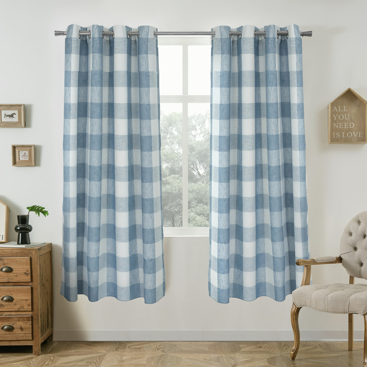 Buffalo Plaid Blackout Curtains Farmhouse Thermal Insulated Drapes | Room Darkening Window Panels for Bedroom Dining Room, 9 Colors 14 Sizes, Single or 2-Panel Set