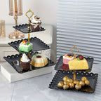 Tiered Dessert Display Stand 6 Piece Set Three-Tier Two-Tier Shelf and Dessert Tray for Birthday Party Tea Party Cupcake Cake Serving Pink White