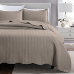 Microfiber Quilt Bedspread Set All Season Lightweight – Soft Breathable Quilted Coverlet Twin Full Queen King 16 Colors Machine Washable