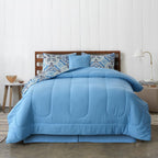 5-Piece Comforter Set – Reversible Quilted Down Alternative Bedding Set with Pillow Shams, Bed Skirt & Cushion | All Season | Twin, Queen, King