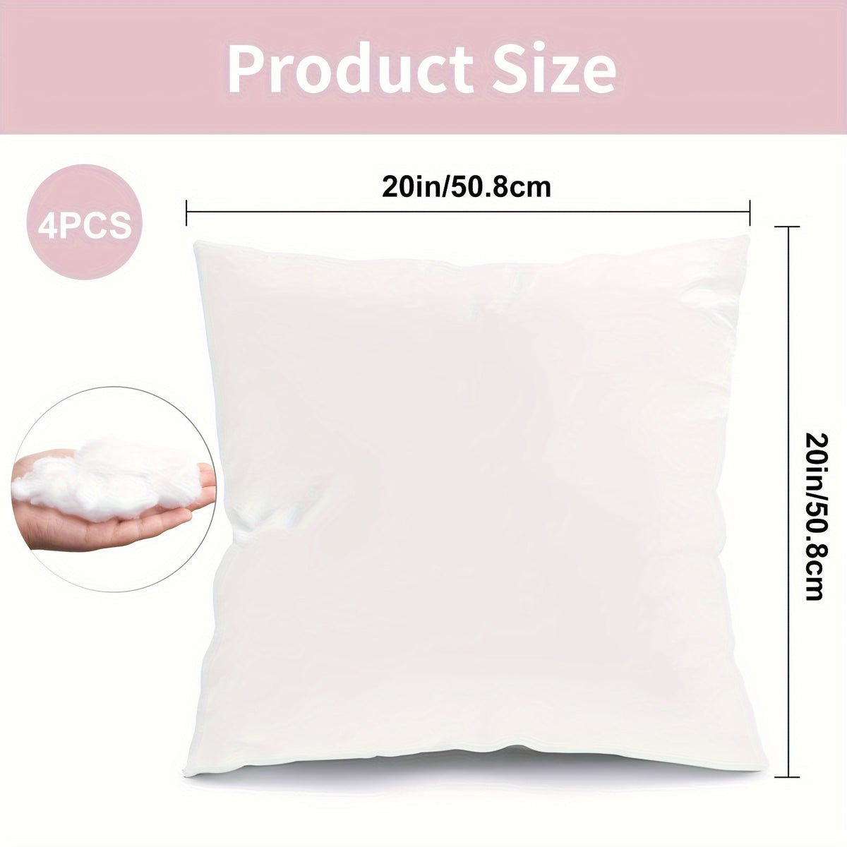 Pillow Inserts 4 Pack White – Choose 12x20, 18x18 or 20x20 Inch | Upgraded Fabric, Waterproof & Soft Touch Options | Square & Lumbar Throw Pillow Stuffer for Couch, Bed, Sofa, Patio & Living Room