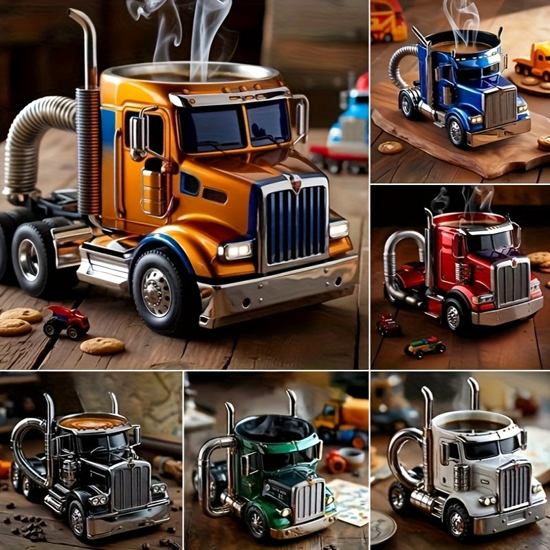 Truck Shaped Coffee Cup Handmade Semi-Truck Mug – Unique Creative Drinkware for Coffee & Tea – Novelty Trucker Gift for Halloween, Birthday & Christmas