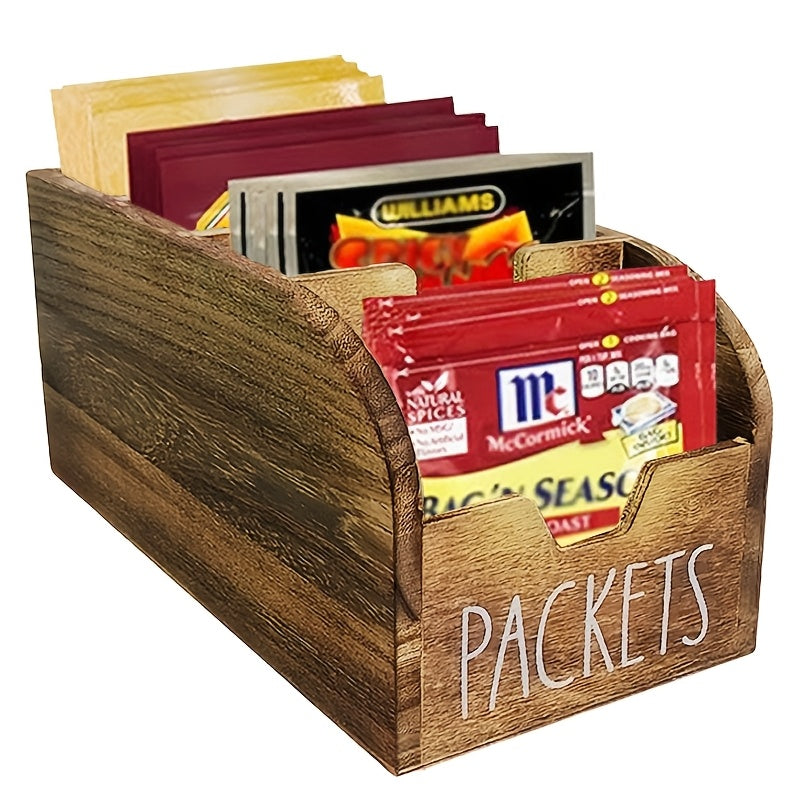 Vintage Wooden Divided Spice Box Farmhouse Kitchen Countertop Storage Organizer for Spices Snacks Small Items Black Brown 1pc or 2pc