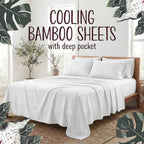 Bamboo Fiber 4-Piece Bedding Set Hypoallergenic Temperature Regulating Deep Pocket - Wrinkle Free All Season Bed Set Twin Full Queen King 12 Colors