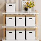 13-Inch Square Plastic Storage Bins 4-Pack with Handles Lid & No-Lid Options White Wardrobe Storage Box Set for Clothes Tools Closet Shelves – Premium Home Organization Containers