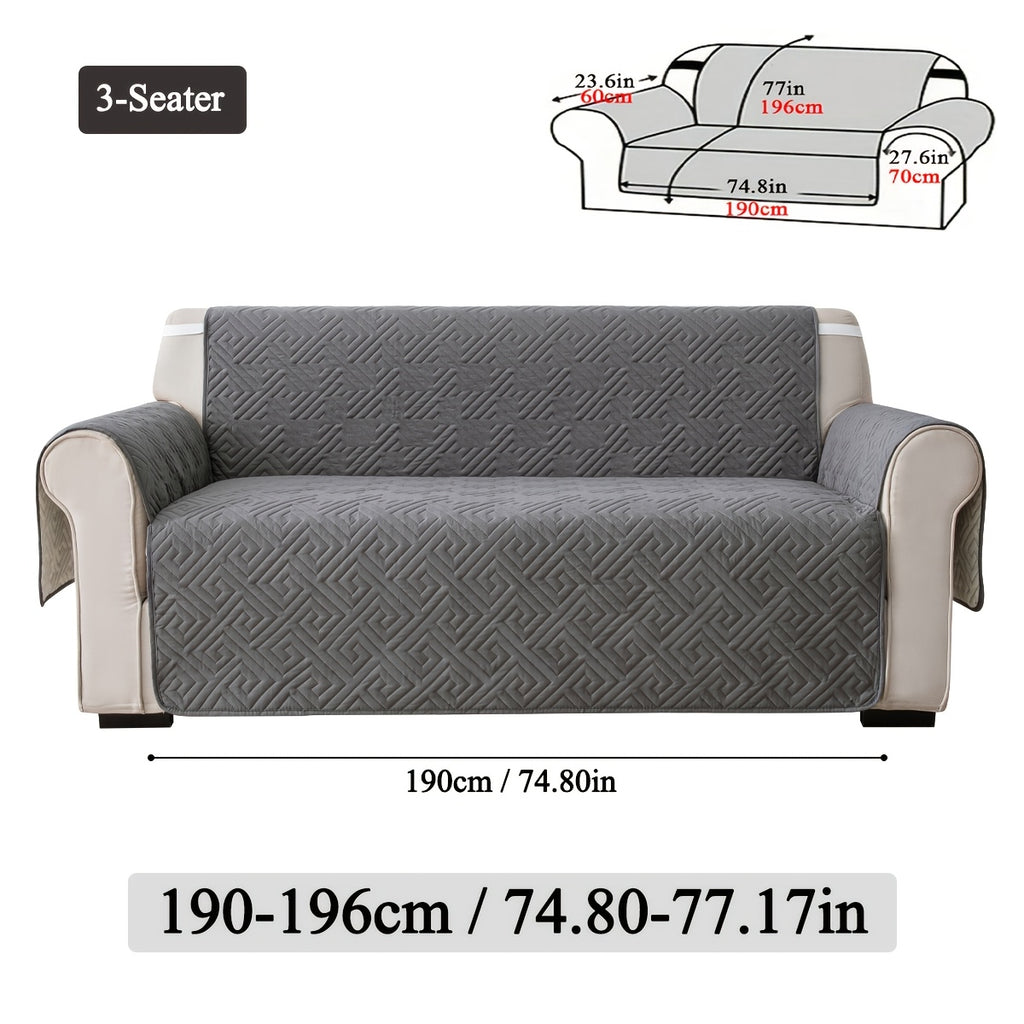 Quilted Sofa Cover One-Piece Cushion Slipcover with Anti-Slip Elastic Band – Pet-Friendly Scratch-Resistant Washable Removable Furniture Cover for Living Room Bedroom Hotel Home Decor