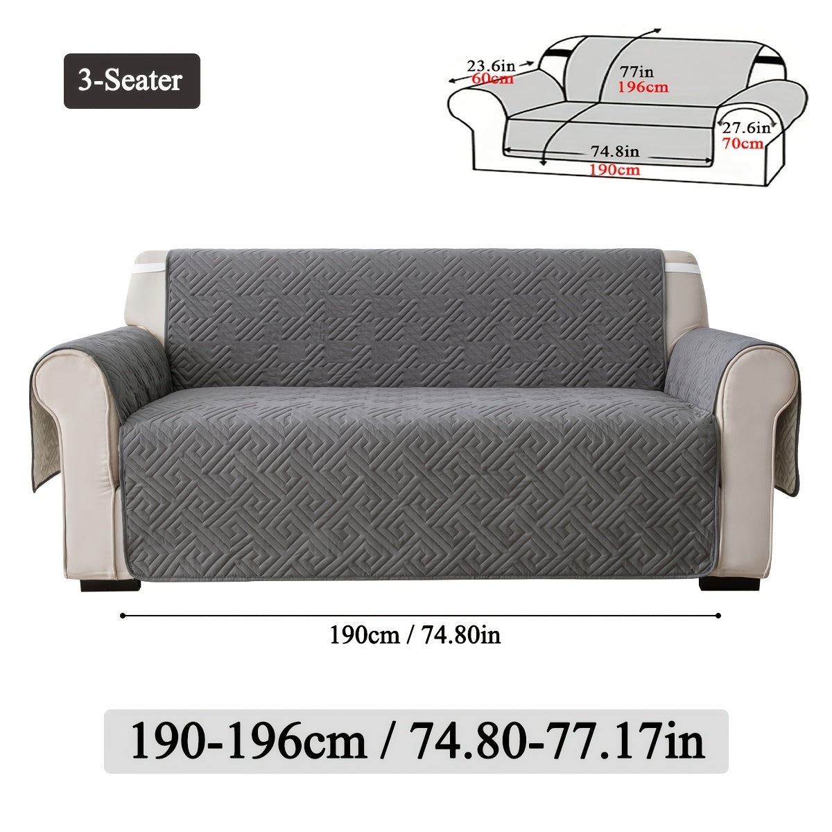 Quilted Sofa Cover One-Piece Cushion Slipcover with Anti-Slip Elastic Band – Pet-Friendly Scratch-Resistant Washable Removable Furniture Cover for Living Room Bedroom Hotel Home Decor