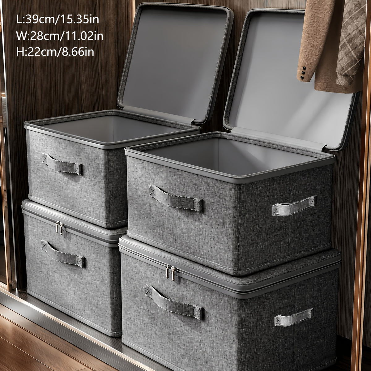 Extra Large Foldable Waterproof Storage Bins 4 or 8 Pack Collapsible Organizer Bags for Clothes Blankets Wardrobe Bedroom Kitchen Books Multi-Purpose