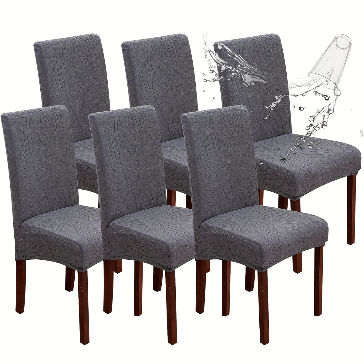 Stretch Jacquard Dining Chair Covers Set of 4 or 6 Removable Washable Polyester-Elastane Slipcovers – Chair Protector for Kitchen Home Hotel Restaurant, Valentine's Day Home Decoration