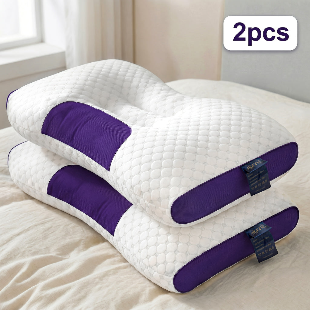 Ergonomic Neck Pillow 2-Pack with 3D Honeycomb Mesh Surface, Breathable Cooling Anti-Sweat Sleep Pillow, Soft Supportive Cushioning for Side and Back Sleepers