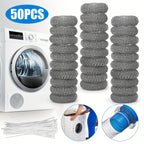 Washing Machine Lint Traps 50-Pack, Stainless Steel Mesh Filter Screen with Nylon Ties for Washer Drain Hose, Lint Catcher Prevents Clogs