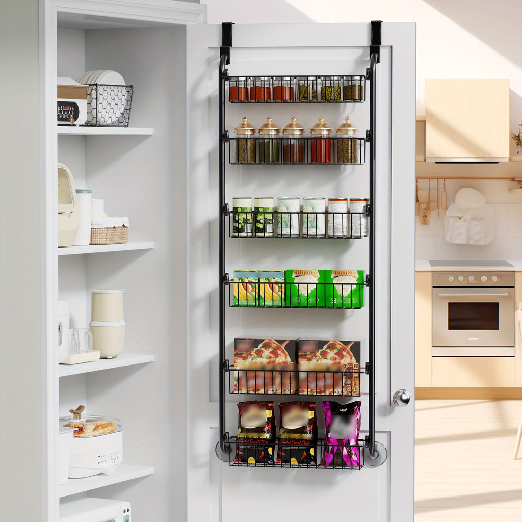 Over The Door Pantry Organizer Heavy Duty Metal – 6 or 8 Tier Door Mounted Storage Rack for Kitchen, Pantry & Spice Management, Holds 80 LBS