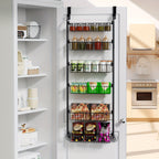 Over The Door Pantry Organizer Heavy Duty Metal – 6 or 8 Tier Door Mounted Storage Rack for Kitchen, Pantry & Spice Management, Holds 80 LBS