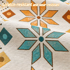Chenille Sofa Cover Bohemian Geometric Slipcover | Light Breathable Non-Slip Machine Washable Couch Protector for 2/3/4 Seat L-Shape Sectional, Pet & Kid Friendly, White Green