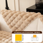Faux Rabbit Fur Sofa Cover Non-Slip Stretchable Slipcover 3/4 Seat Bubble Soft Couch Protector – Breathable, Machine Washable, Fits Living Room, Bed & Dorm, Warm Home Decor Furniture Cover