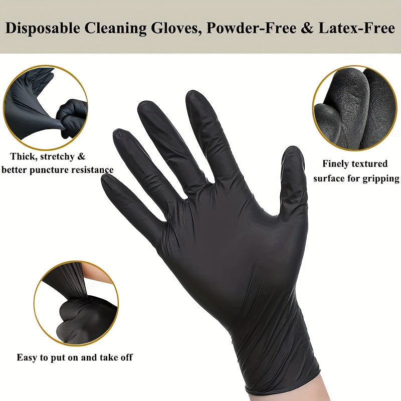 Black Disposable Nitrile Gloves 500PCS 6.7 Mil Thick Latex-Free & Powder-Free – 5 Boxes of 100, Textured Grip for Cooking, Food Handling, Cleaning & Hair Coloring, S/M/L/XXL