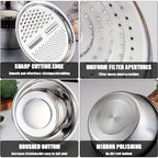 3-in-1 Grater Strainer and Cutter 9 Inch - Shred Slice Grate & Dice Multifunctional Vegetable Grater for Salad Prep, Kitchen Straining & Food Processing