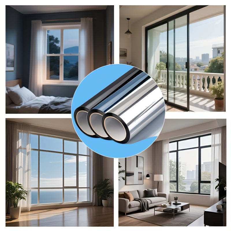 One Way Privacy Window Film for Home & Office - Static Cling Mirror Surface, Daytime Privacy, Heat & Glare Reduction, UV Blocking, No Adhesive, 4 Colors