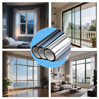 One Way Privacy Window Film for Home & Office - Static Cling Mirror Surface, Daytime Privacy, Heat & Glare Reduction, UV Blocking, No Adhesive, 4 Colors