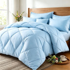 Quilt Set 3 Piece Lightweight Breathable Comforter with Pillowcases - Diamond Pattern Ultra-Fine Fiber Soft Bedding Set 42 Colors Twin Queen King Pinch Pleat