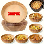 Air Fryer Liners 300pcs Round 7.9-Inch Unbleached Parchment Paper – Oil-Resistant Nonstick Baking Paper for Air Fryer, Oven, Grilling & Microwave